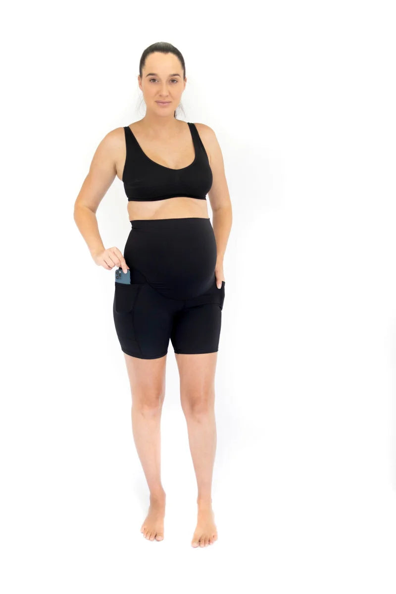 Emama Maternity Bike Shorts + Pockets - Black - content 4